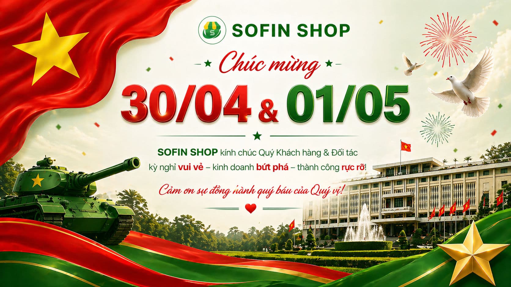 Chào mừng ngày Giải phóng miền Nam 30/04 và Quốc tế Lao động 01/05